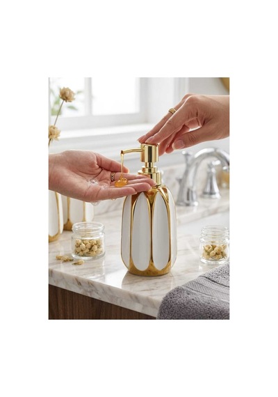 Porselen Sıvı Sabunluk - Lüks Banyo Ve Mutfak Sabunluk - 350 Ml Beyaz - 887961818 Beyaz