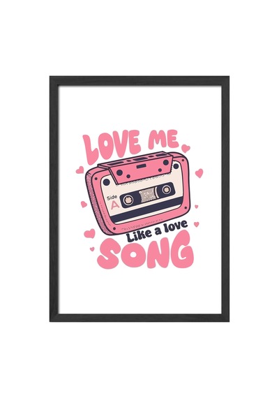 Love Me Song Next Doğal Ahşap Çerçeveli Poster, Dekoratif Radyo Duvar Tablosu