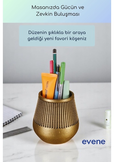 Kalemlik Masa Kalemliği Organizer Kalemlik Altın Eskitme Renk Model 88 Çok Renkli