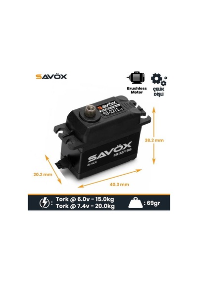 Savox Sb2271sg-be Black Edition Digital Servo Brushless Motor High Voltage Çelik Dişli