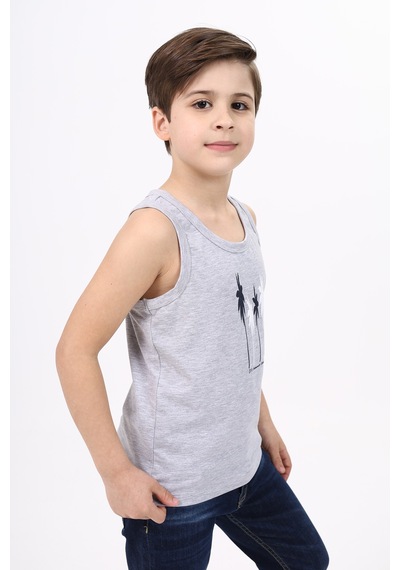 Toontoy Kids Toontoy Erkek Çocuk Baskılı Atlet Gri Melanj