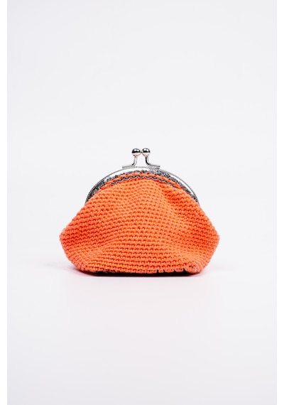 Fabric Craft Bag Bozuk Para Cüzdanı Merserize Pamuk Klipsli Örgü Turuncu