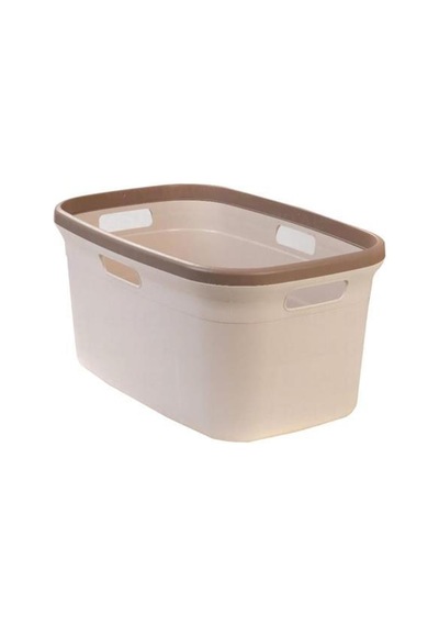 Motek 80 Litre Kirli Çamaşır Sepeti Çamaşır Selesi İkili Çeyiz Seti Kahve Krem
