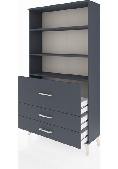 Arges Dolap 3 Raflı 3 Çekmeceli 88x30x163 Antrasit-antrasit Antrasit