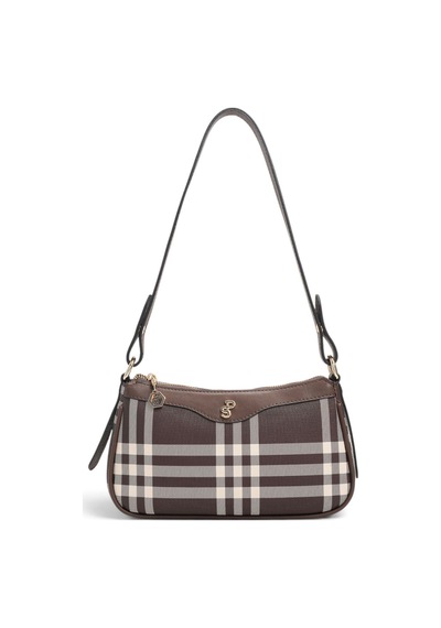 Silver & Polo Silver Polo Kahve - Kahve Çizgili Ekose Kadın Çapraz Çanta Sp1274