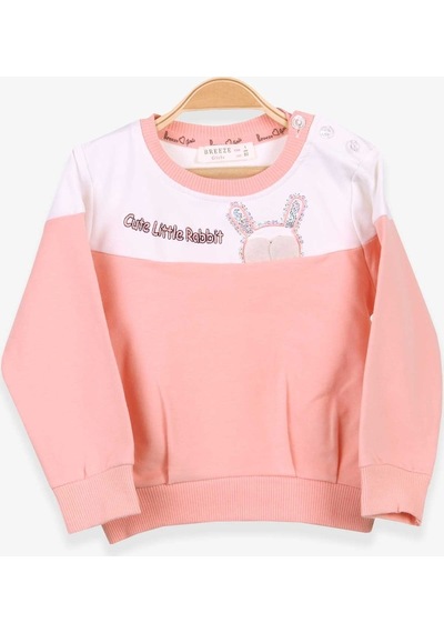 Breeze Kız Çocuk Sweatshirt Tavşan Nakışlı 1-4 Yaş, Somon (541263491)