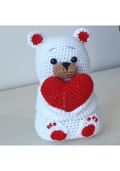Amigurumi Örgü Oyuncak Sevgili Ayı Kalpli
