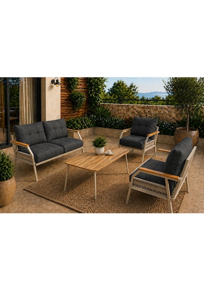Daisy Kırpık 211 Masalı Antrasit Metal Bahçe Oturma Grubu Balkon Teras Dış Mekan Takımı Minderli Daisy Kırpık 211 Masalı Antrasit Metal Bahçe Oturma Grubu Balkon Teras Dış Mekan Takımı Minderli