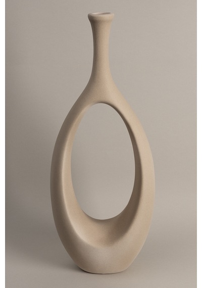 Koza Home Gracil Özel Taş Doku Vizon İskandinav Seramik Vazo 20x5x55cm 6268 Standart