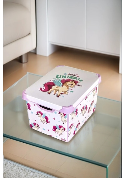 Style Box Unıcorn Desenli 20 L Dekoratif Oyuncak Ve Saklama Kutusu Çok Renkli