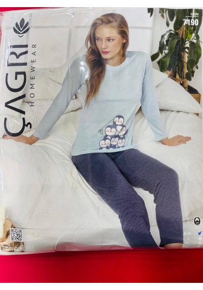 Çağrı Bayan Pijama Takımı-7190 Açık Mavi-antrasit
