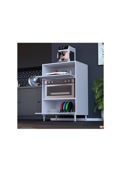 Silva 80x119,2x48 Cm Kapaklı Mikrodalga Ve Midi Fırın Standı - 3 Bölmeli Çok Amaçlı Dolap Beyaz Silva 80x119,2x48 Cm Kapaklı Mikrodalga Ve Midi Fırın Standı - 3 Bölmeli Çok Amaçlı Dolap Beyaz