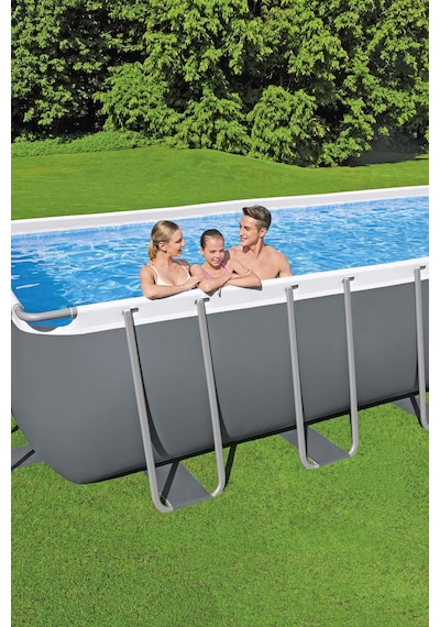 Bestway 56623 Power Steel Prefabrik Dikdörtgen Yer Üstü Havuz Seti 9,56 M X 4,88 M X 1,32 M