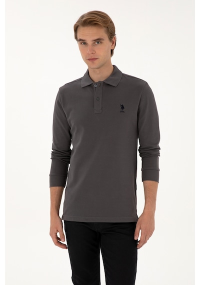 U.S. Polo Assn. Erkek Regular Fit Polo Yaka Gri Basic Sweatshirt 50307757-VR024
