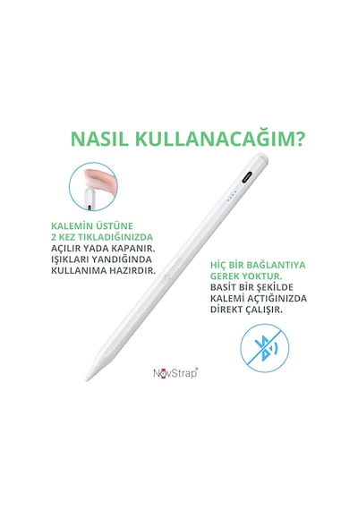 Novstrap Apple Uyumlu iPad Pro 13 M4 İle Dokunmatik Tablet Kalemi Dz900 Avuç İçi Reddi Gen3 Stylus Pencil 2 Adet Yedek Uç