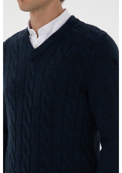 U.S. Polo Assn. Erkek Regular Fit V Yaka Lacivert Kazak 50308337-VR033