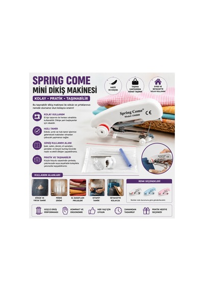 Spring Come Mini El Dikiş Makinesi Taşınabilir Ev Tipi Pratik Dikiş Dikme Aleti Seyahat Tipi Om888 Çok Renkli - 899947980