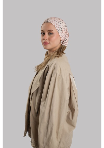 Bej Pratik Hazır Geçmeli Buff Bandana Sandy Geometrik Desenli Boru Bone 2416 12
