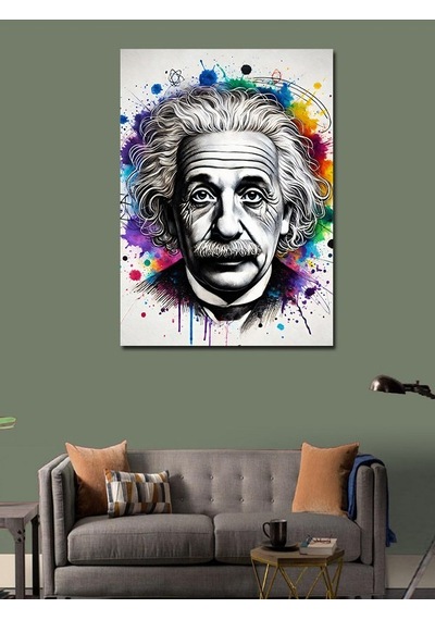 Kanvas Tablo Einstein Ve Soyut Renkler 100cmx140cm