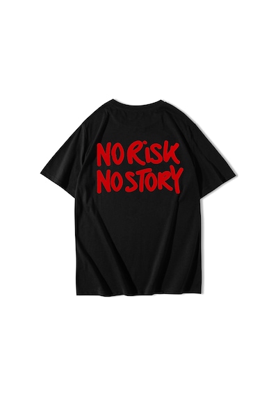 Brz Collectıon Brz Collection Unisex Oversize Red - No Risk No Story - Red T-shirt Siyah