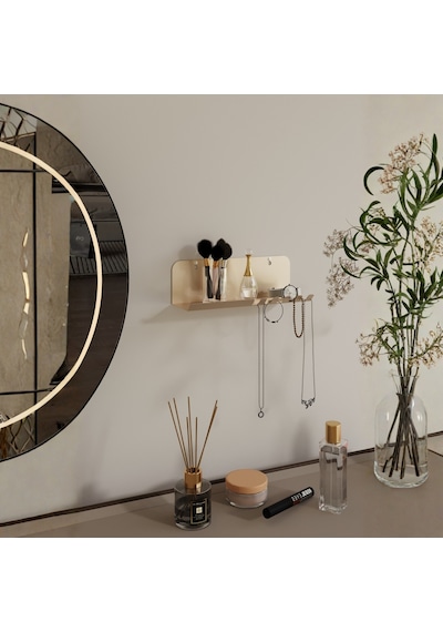 Anahtarlık Modern Metal Antre Ve Takı Düzenleyici Duvar Rafı Gold Altın