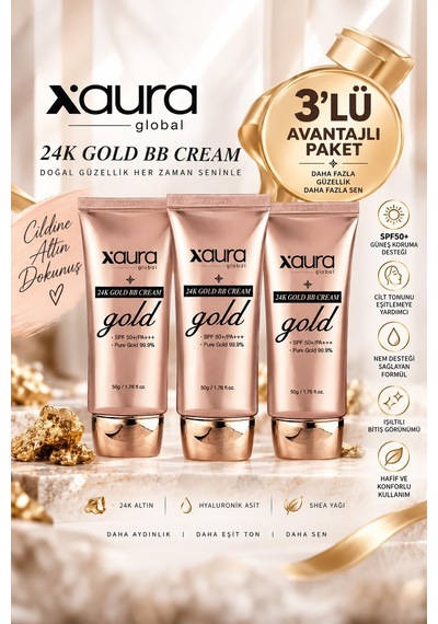 Xaura Global 24k Gold Bb Spf50+ Cream 50 G 3 Adet Diğer