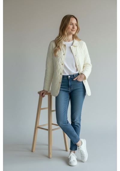 CottonCool Kadın Kapitone Mont Krem