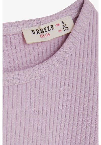 Breeze Kız Çocuk Uzun Kollu Bluz Fırfırlı 4-8 Yaş, Açık Lila