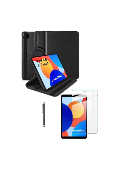Xiaomi Redmi Pad Se 8.7 İnç Modeli İle Uyumlu 360 Dönerli Tablet Kılıfı + Ekran Koruyucu + Kalem Kapaklı Kılıf