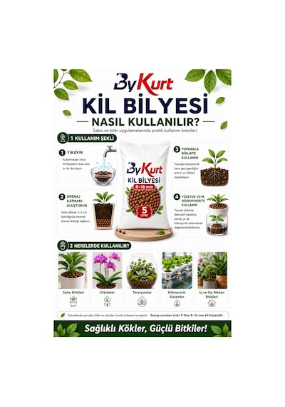 Kil Bilyesi 8-16 Mm Yıkanmış Kil Bilyesi 5 Litre 5 L