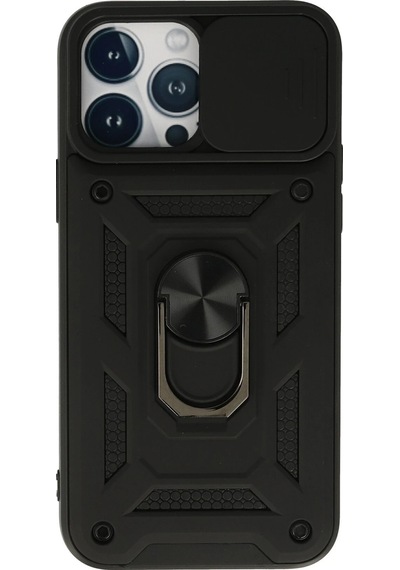 Ilkeshop Newface Apple iPhone Uyumlu 13 Pro Max Kılıf Pars Lens Yüzüklü Silikon - Siyah