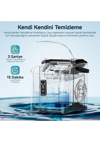 Bullet Kapsül Taşınabilir Buz Makinesi, Otomatik Temizleme, Hızlı Buz Yapma, Im008-bsı