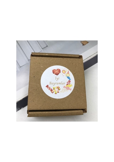 İyi Bayramlar Sticker Şeker Etiketi Kırmızı Renk Ramazan Kurban 4 Cm - 40 Adet Çok Renkli