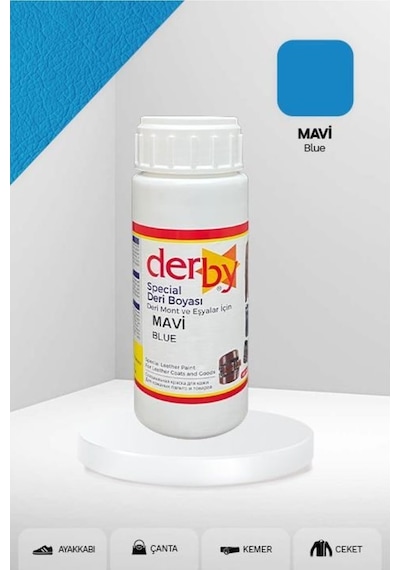 Derby Mavi Deri , Mont, Çanta, Kemer, Cüzdan Yenileme Boyası