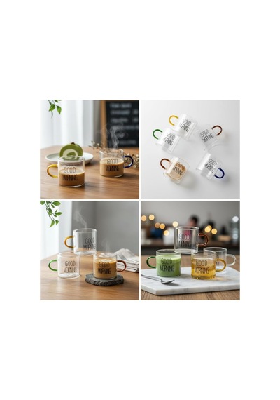 6'lı Borosilikat Cam Espresso Ve Türk Kahvesi Fincanı Seti 90 Ml - Düz Ve Rölyefli Seçenekli Tabaksız Mini Kupa Düz Çok Renkli