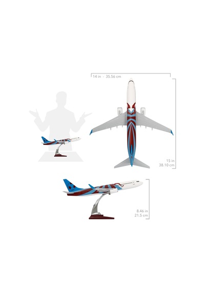 ZekUpp - Maket Uçak - Boeing 737-800 1/100 - BORDO MAVİ TARAFTAR Özel Tasarım Model Uçak