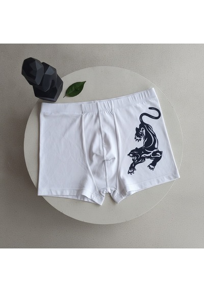 Bonbon Erkek Flok Panter Baskılı Beyaz Renk Boxer Bb2765