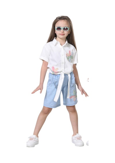 İrem Çocuk Giyim Kız Çocuk Gömleği Çiçek Detaylı Önü Bağlamalı Kot Şortlu Beyaz Renk İkili Takım Beyaz İrem Çocuk Giyim Kız Çocuk Gömleği Çiçek Detaylı Önü Bağlamalı Kot Şortlu Beyaz Renk İkili Takım Beyaz