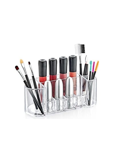 Diamond Oval Organizer Kapaklı Şık Makyaj Ve Takı Düzenleyici Banyo & Masaüstü Organizer Şeffaf