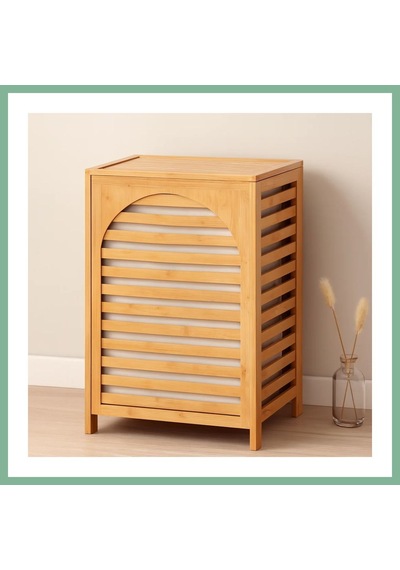 Bşkvirgo Kalın Bambu Kirli Çamaşır Sepeti 43x33x67 Cm Kumaş Çantalı Bsk2026 Çok Renkli