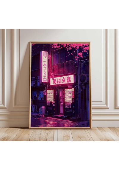 Tokyo Neon Sokak Duvar Sanatı Baskısı Siberpunk Japonya Posteri Gece Şehir Işıkları Sanat Eseri Fütüristik Şehir Dekorasyonu Japon Satış Sahnesi
