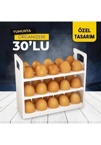 Ayrex 3 Katlı 30 Bölmeli Buzdolabı İçi Yumurtalık Organizeri Plastik Beyaz Mıt1094 Diğer