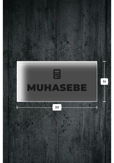 Muhasebe Yazılı - Metal - Beyaz Renk - Kapı İsimliği - 30x15 Cm