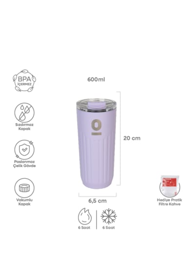 Espressolab Mor Mug Termos 600 Ml Mor