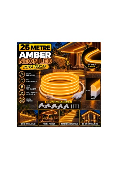 25 Metre 220v Amber Neon Led 8x16 Mm Ultra Parlak Ip65 Suya Dayanıklı Fişli Tak Çalıştır Montaj Aparatları Dahil Bahçe Teras Pergola Dış Cephe Aydınlatma Sarı - 939335119 Sarı 25 Metre 220v Amber Neon Led 8x16 Mm Ultra Parlak Ip65 Suya Dayanıklı Fişli Tak Çalıştır Montaj Aparatları Dahil Bahçe Teras Pergola Dış Cephe Aydınlatma Sarı - 939335119 Sarı