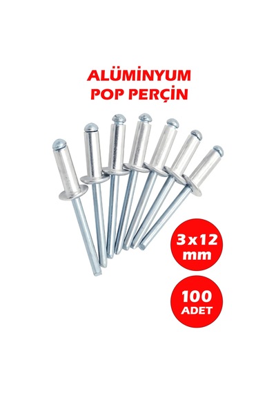 3x12 Alüminyum Pop Perçin 100 Adet