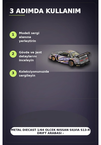Metal Diecast 1/64 Olcek Nissan Silvia S13-r Drift Arabasi - Kaido House Koleksiyon Modeli Bx-313398