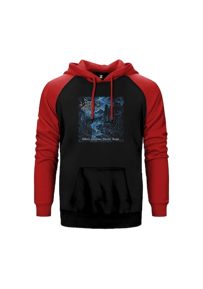 Dark Funeral Where Shadows Forever Reign Kırmızı Renk Reglan Kol Kapşonlu Sweatshirt Kırmızı