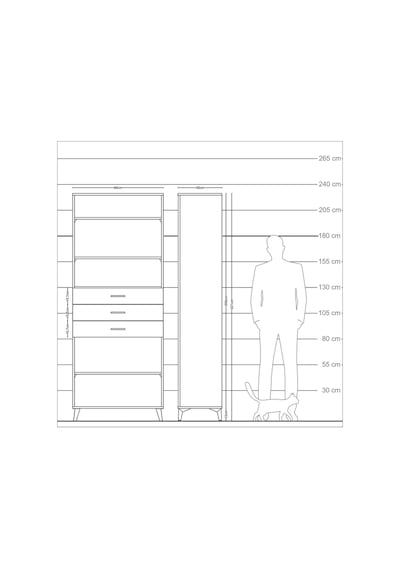 Arges Dolap 4 Raflı 3 Çekmeceli 88x30x221 Çam-aytaşı Atlas Çam