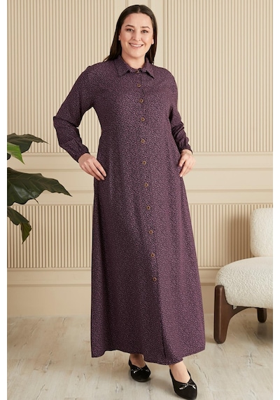 Ferace Tesettür Kadin Buyuk Beden Çıtır Desen Yazlik Tesettur Elbise 001